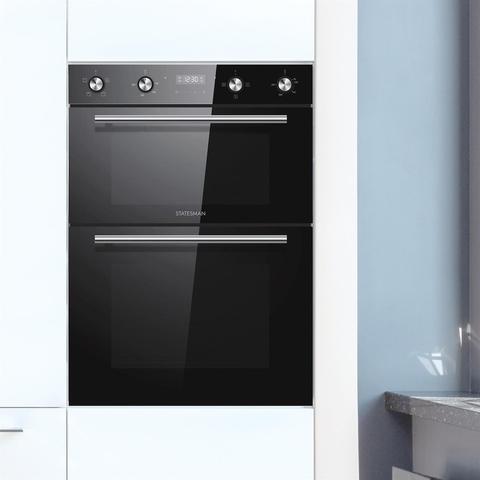image 1 of Statesman BDM373BL Built-In Double Oven, 3 Cooking Functions, LED Display, 35/70L, Black