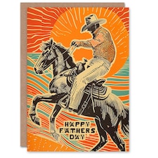 Cowboy Riding Bronco Sunset Horse Fathers Day Dad Card