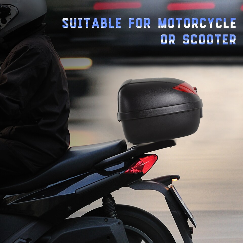 image 1 of HOMCOM 24L Motorcycle Trunk Tail Box Luggage Case with Two Keys and Plate