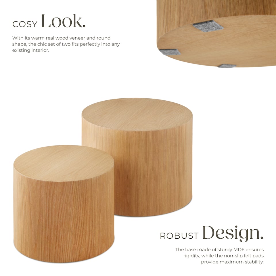 image 1 of Coffee Tables Danny - 2 piece set, round, oak effect