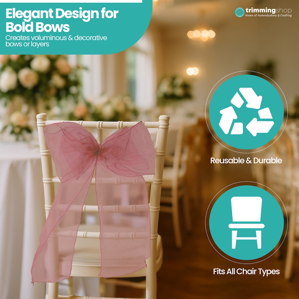 image 1 of 17 x 280cm Organza Chair Sashes, Sheer Sash Ties - 25pcs