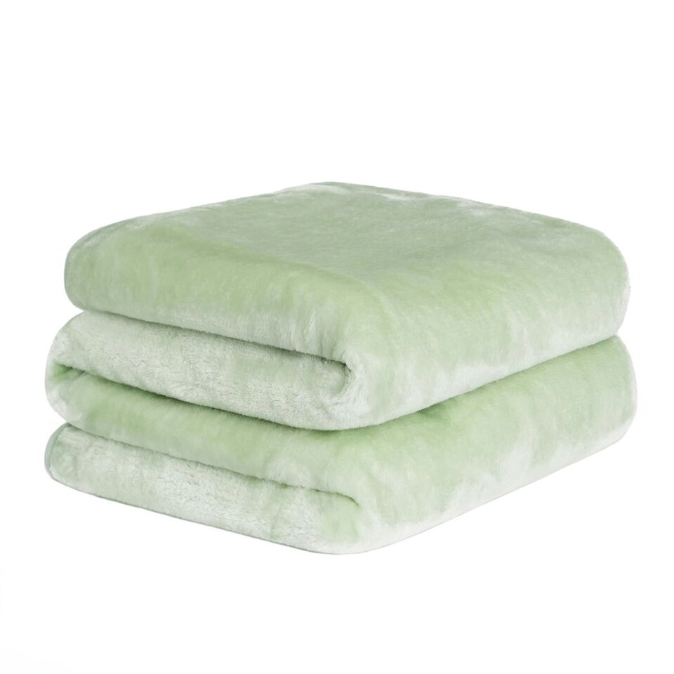 Dreamscene Luxury Mink Faux Fur Fleece Throw Blanket, 125x150cm Sage