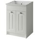 image 1 of Traditional Bathroom Floor Standing 2 Door Vanity Unit and Ceramic Basin 600mm - White - (Aberdeen) | White | White | 1
