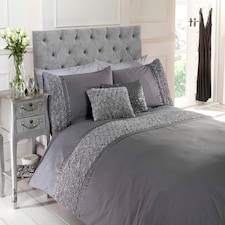 Limoges Polycotton Floral Duvet with Pillowcase Grey | Single