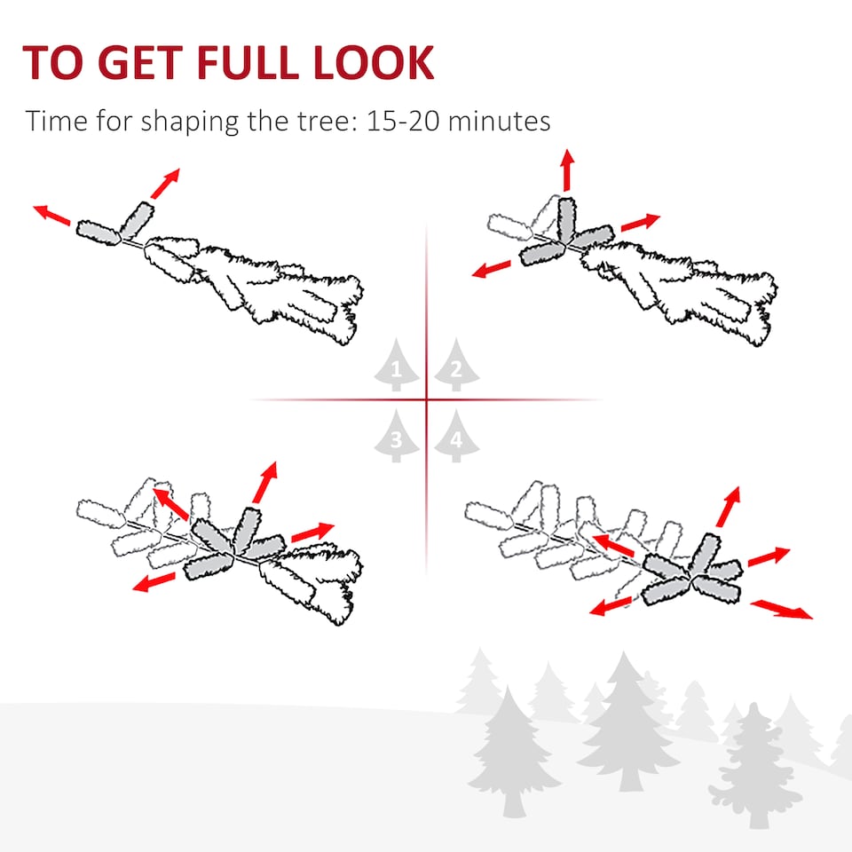 image 1 of HOMCOM 5FT Prelit Artificial Snow Flocked Christmas Tree with Warm White LED Light, Holiday Home Xmas Decoration, Green White