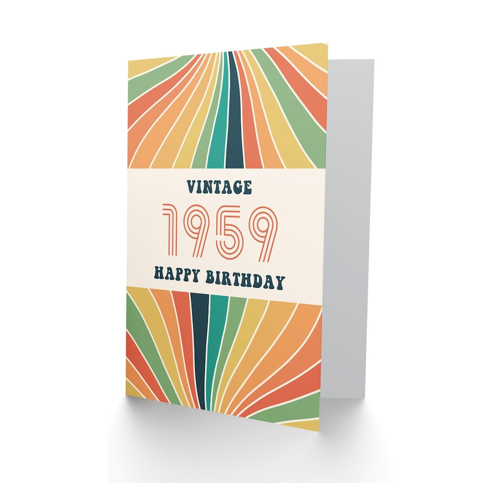 image 1 of Vintage Retro Him Her Rainbow Born 1959 Aged 66 Years Old 66th Birthday Card