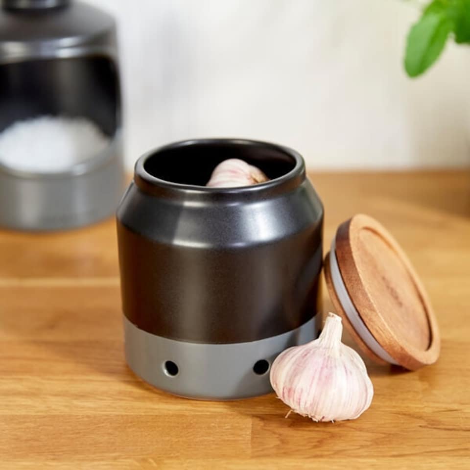 image 1 of Cole & Mason Elmdon Ceramic Garlic Keeper Black
