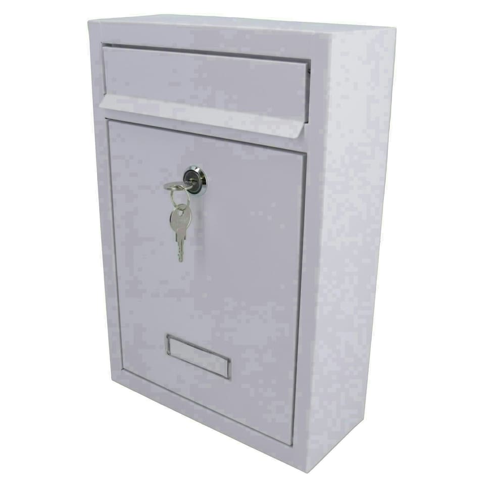 image 1 of White Modern Style Letter Post Mail Box Metal Wall Door Gate House Lockable White