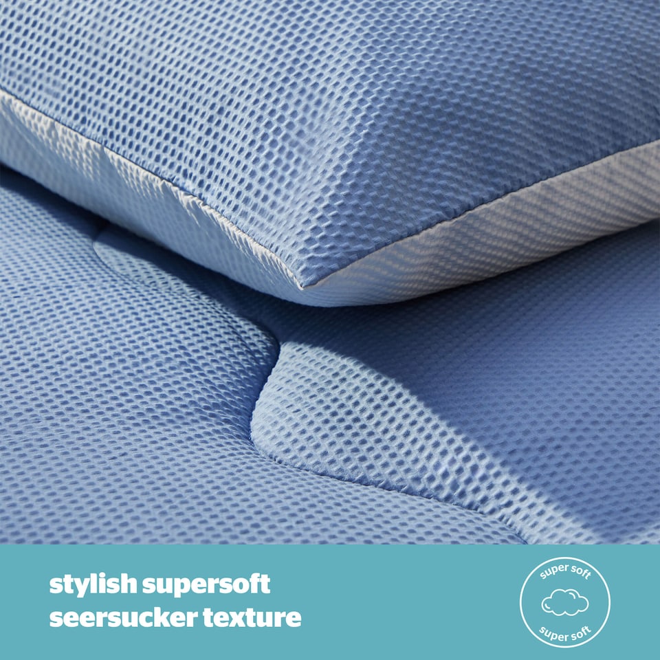 image 1 of Silentnight Summer Breeze Seersucker Coverless Duvet 2.5 Tog Blue Light Grey | Blue | Blue | King