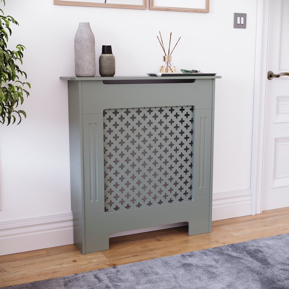 image 1 of Vida Designs Oxford Radiator Cover Painted MDF Cabinet, Grey, 78cm
