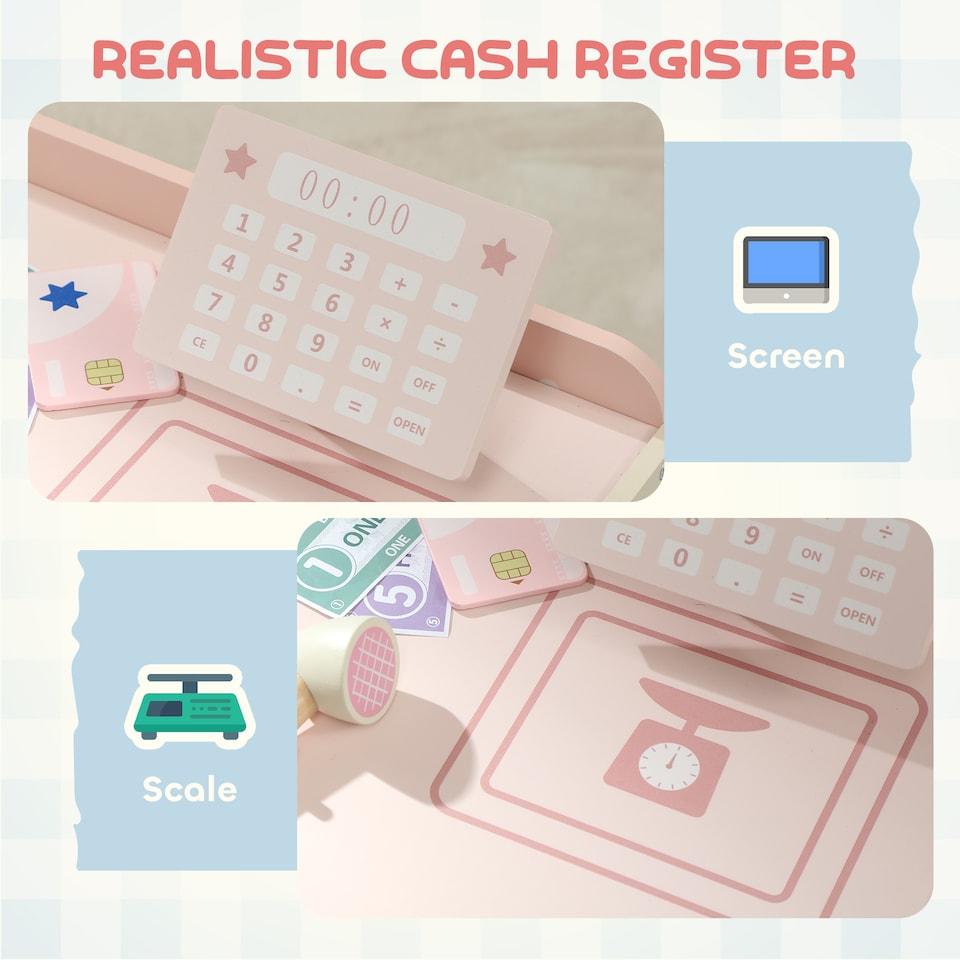 image 1 of AIYAPLAY Kids Grocery Store, Pretend Play Shop with Cash Register, Vending Machine, Display Shelves and Play Food Accessories, Children Supermarket Playset