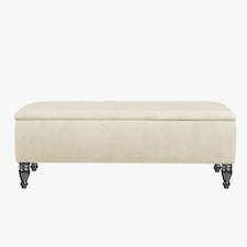 Lisbon Plain 90cm Ottoman Storage Bench - Plush Velvet Shoe Bench - Cream  Upholstery Footstool with Storage