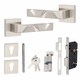 image 1 of Golden Grace Modern Nova Euro Lock Door Handles in Satin Nickel Finish with 70mm Key and Thumbturn Barrell Grey