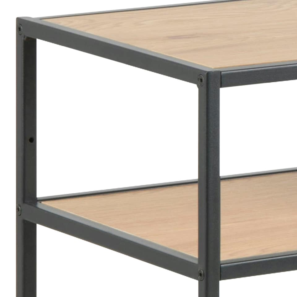 image 1 of Seaford Console Table, 2 Shelves in Black and Oak