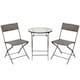 image 1 of Outsunny 3 Pieces Rattan Bistro Set, Wicker Folding Garden Furniture Set with Round Glass Top Coffee Table and Chairs for Outdoor, Patio, Balcony, Brown