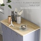 image 4 of HOMCOM Rubber Wood Top Kitchen Side Cabinet with Adjustable Shelf, Grey
