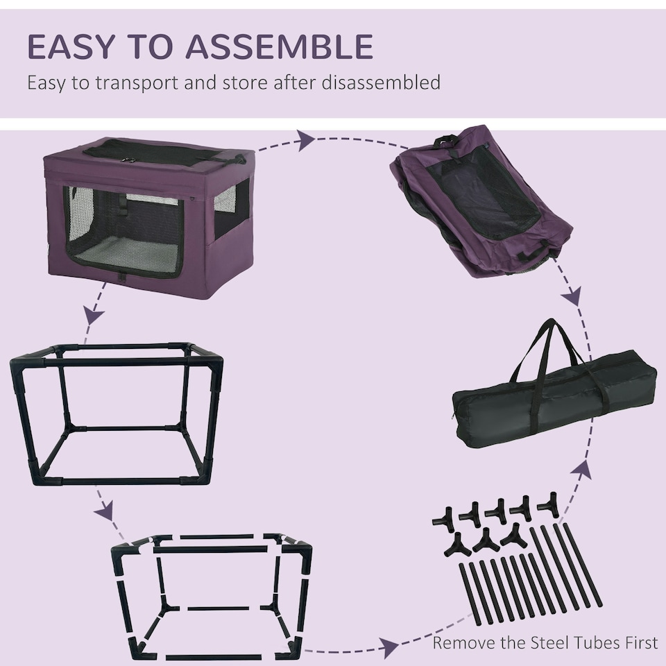 image 1 of PawHut 60cm Soft Side Pet Carrier w/ Cushion, for Miniature Dogs - Purple