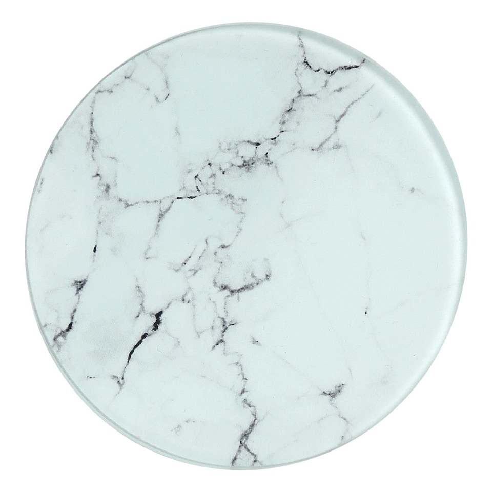 image 1 of Harbour Housewares 12pc Round Glass Placemats & Round Coasters Set - 30cm - Marble | White | Marble