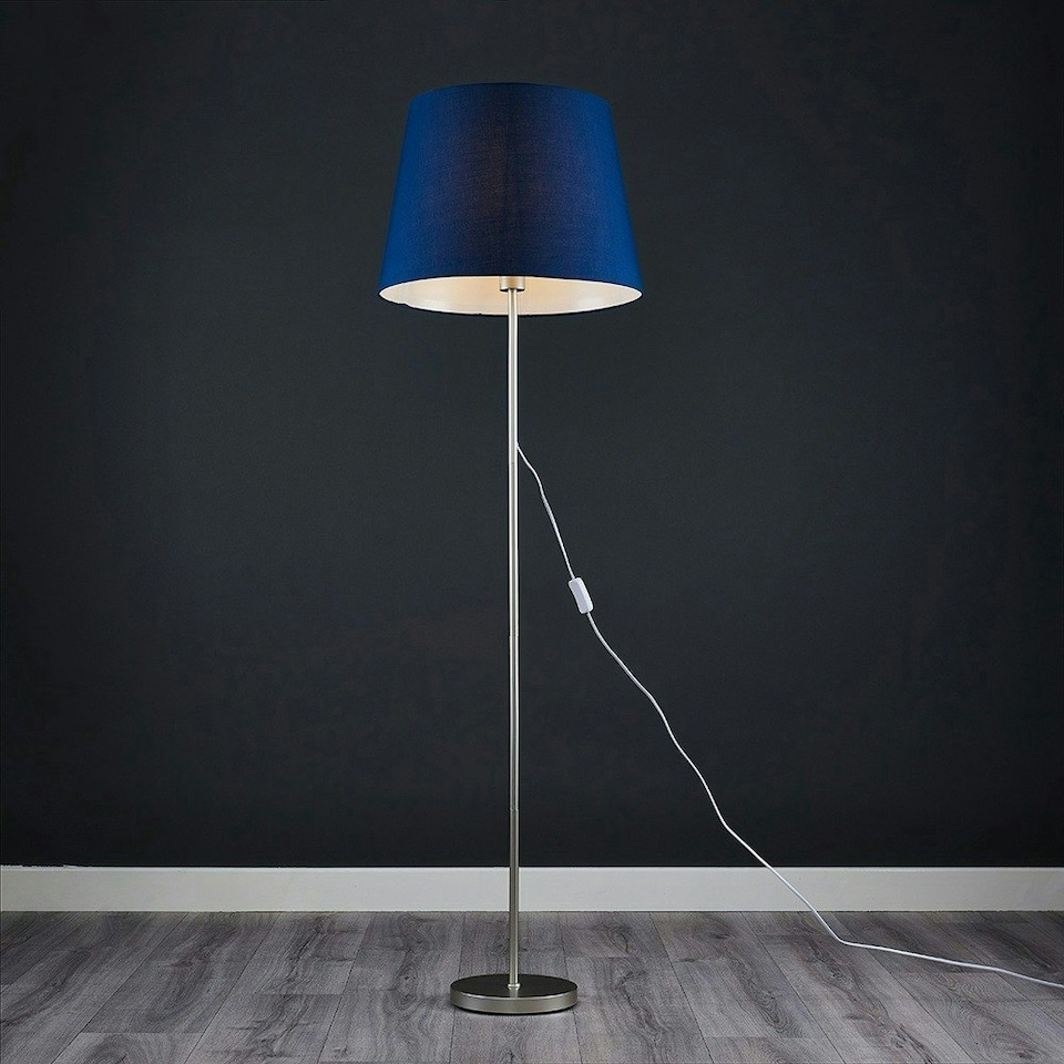 image 1 of ValueLights Charlie Gold Floor Lamp Green Velvet Gold Shade & Bulb