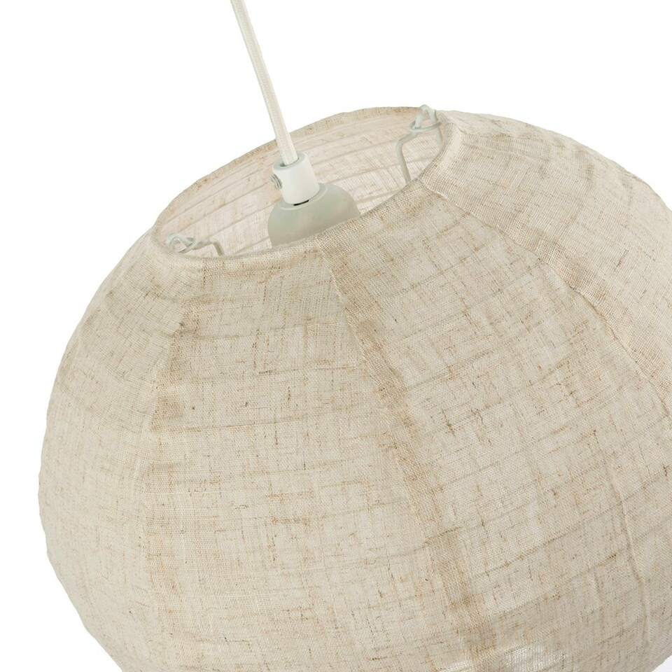 image 1 of Modern Natural Linen Fabric Oatmeal Spherical Pendant Lighting Shade Cream