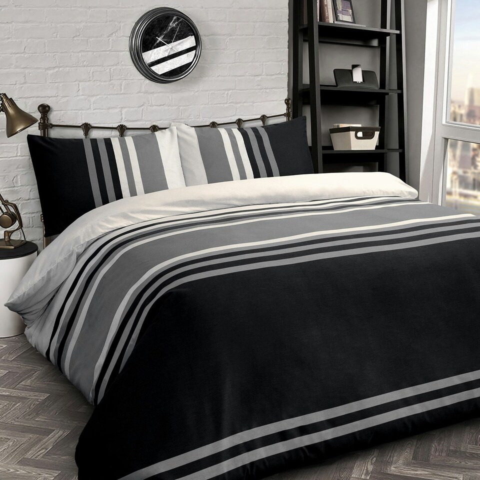 image 1 of Velosso Tonal Printed Cotton Blend Duvet Cover and Pillowcase Set Blue | King