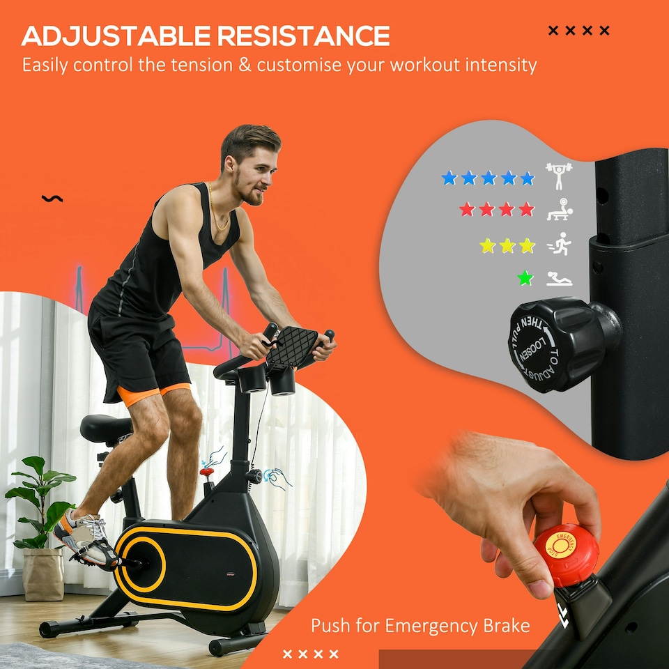 image 1 of SPORTNOW Exercise Bike, Stationary Bike w/ LCD Display for Home Cardio Workout