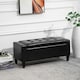 image 5 of HOMCOM 40x90cm PU Leather Storage Ottoman Bench Wood Frame w/ Tufting Feet Black