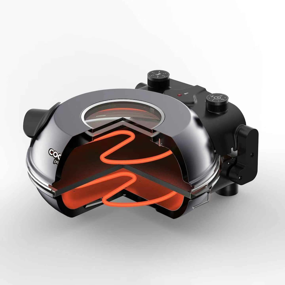 image 1 of Cooks Professional Electric Pizza Oven Set with Bamboo Chopping Board, 2 x Paddles, Non-Stick Baking Sheet and Cutter