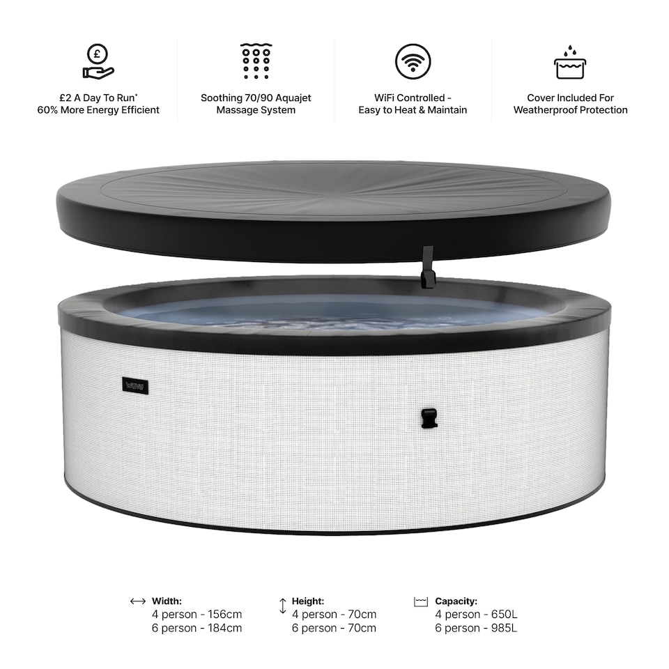 image 1 of Wave Tahoe 4 Person Eco Foam Hot Tub, Pebble White
