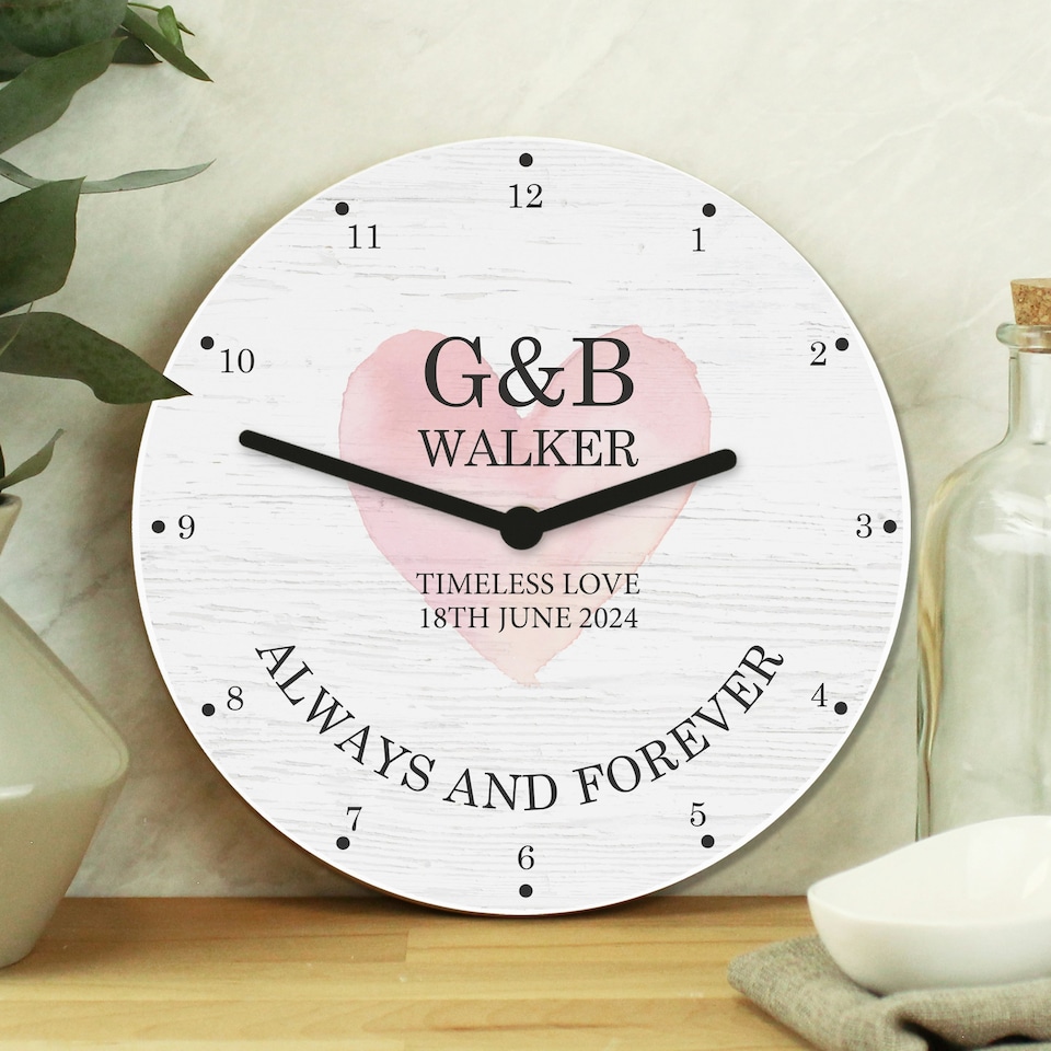 image 1 of Personalised Couples Wooden Clock