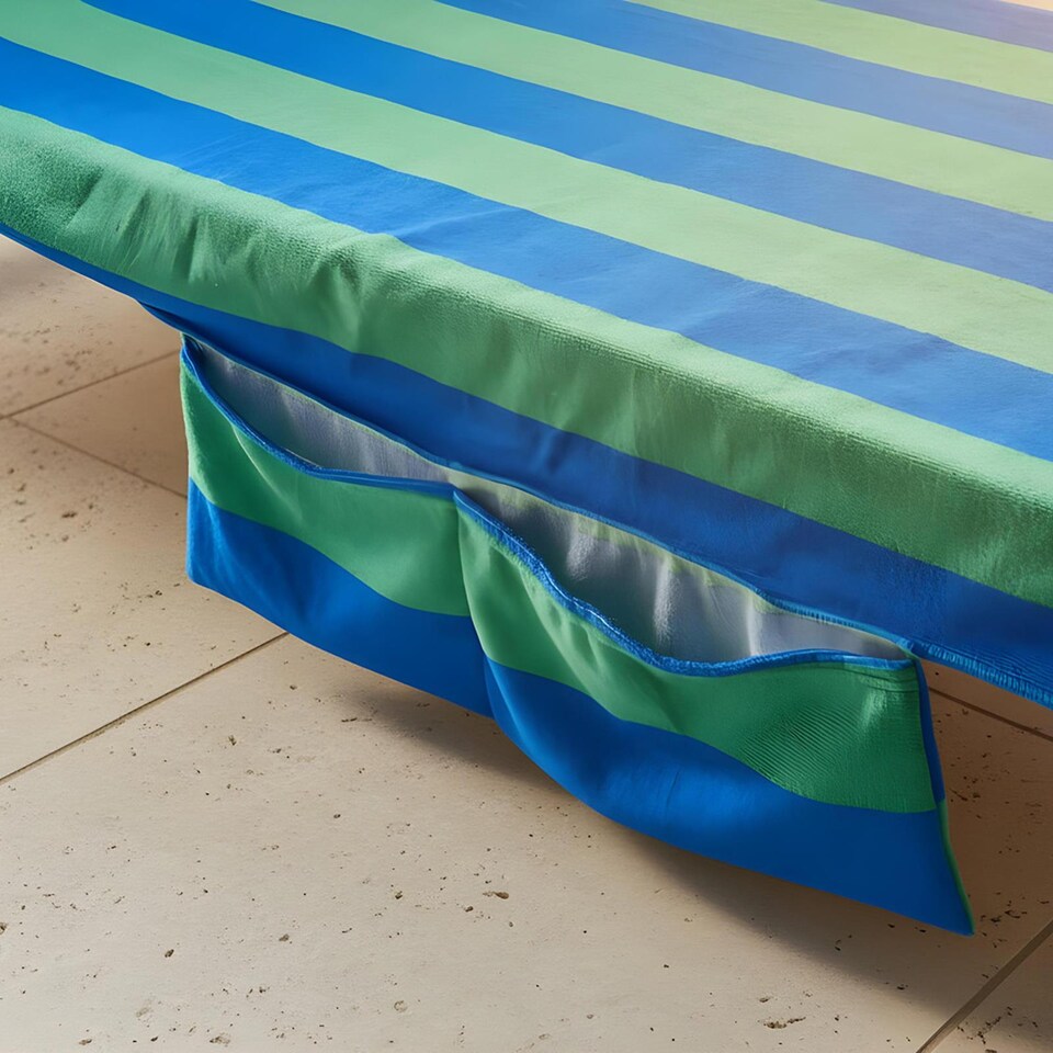 image 1 of OHS Stripes Beach Towel with Bag Quick Dry Absorbent Travel Spa | Multi | Blue/Green | One size