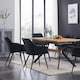 image 9 of Set of 6 Camden Modern Velvet Dining Chairs with Armrests, Quilted Design & Black Metal Legs Black