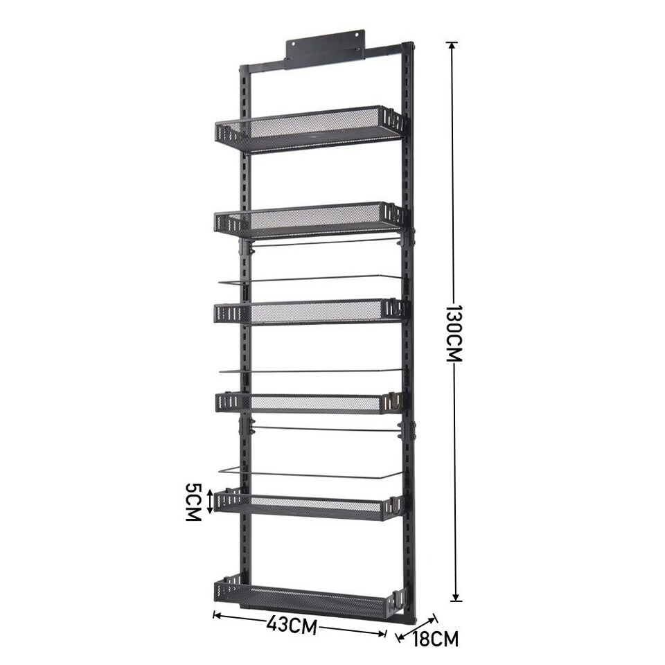 image 1 of Living and Home Black Steel Over-the-Door Kitchen Pantry Organiser