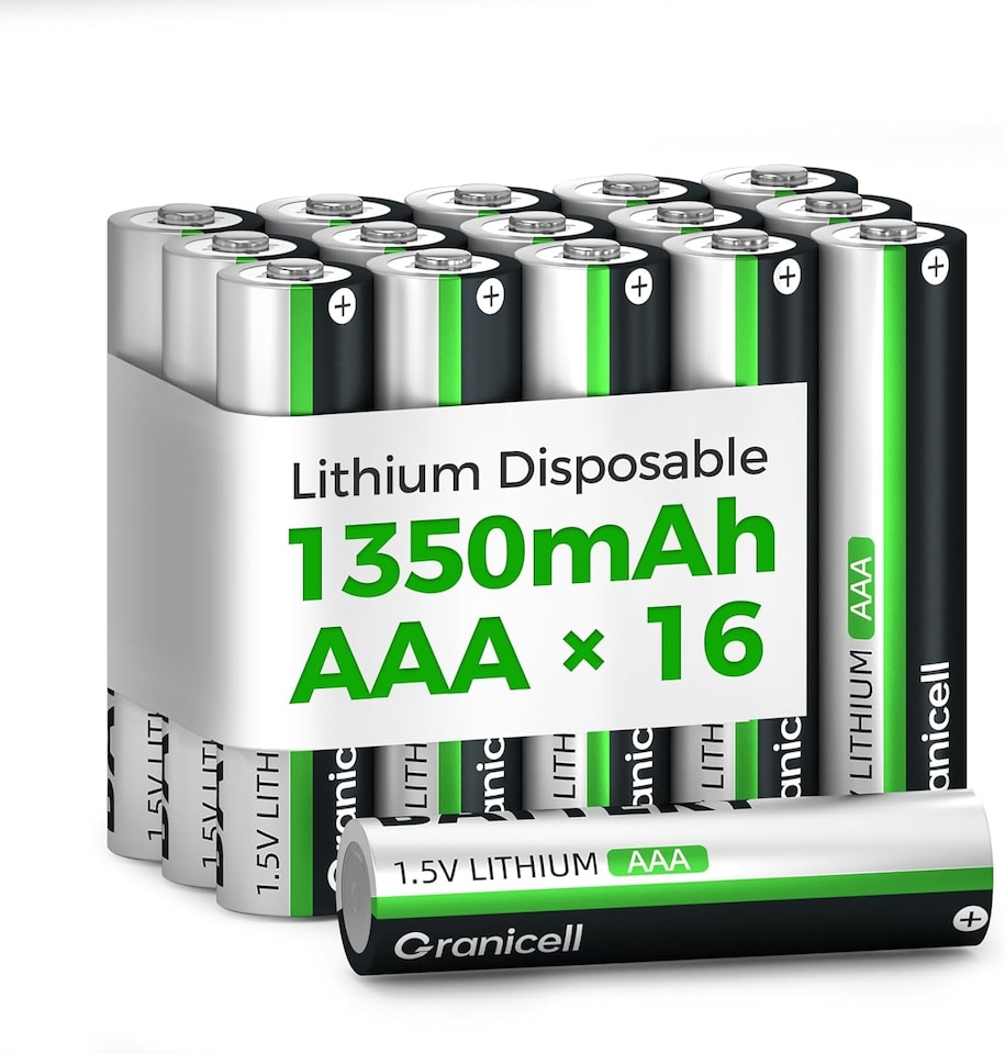 image 1 of Granicell 16-Pack Lithium AAA Battery, 1.5V 1200mAh Lithium AAA Batteries, High-Capacity Batteries (Disposable)