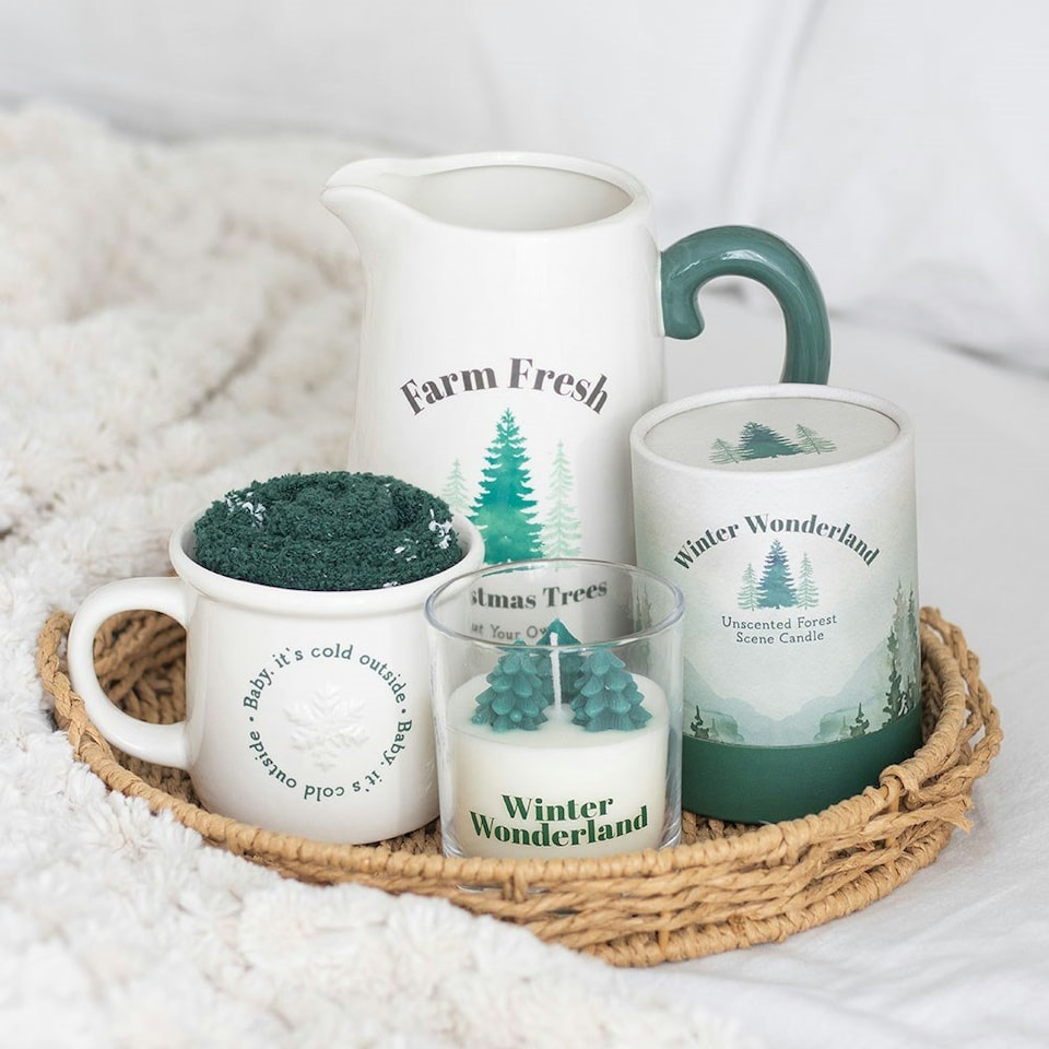 image 1 of Farm Fresh Christmas Trees Ceramic Flower Jug White