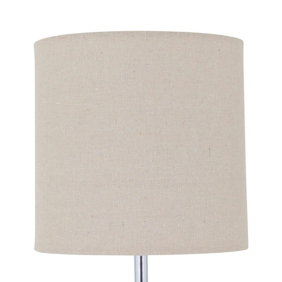 image 1 of First Choice Lighting Chrome Touch Operated Table Lamp with Natural Linen Shade Chrome | Brown