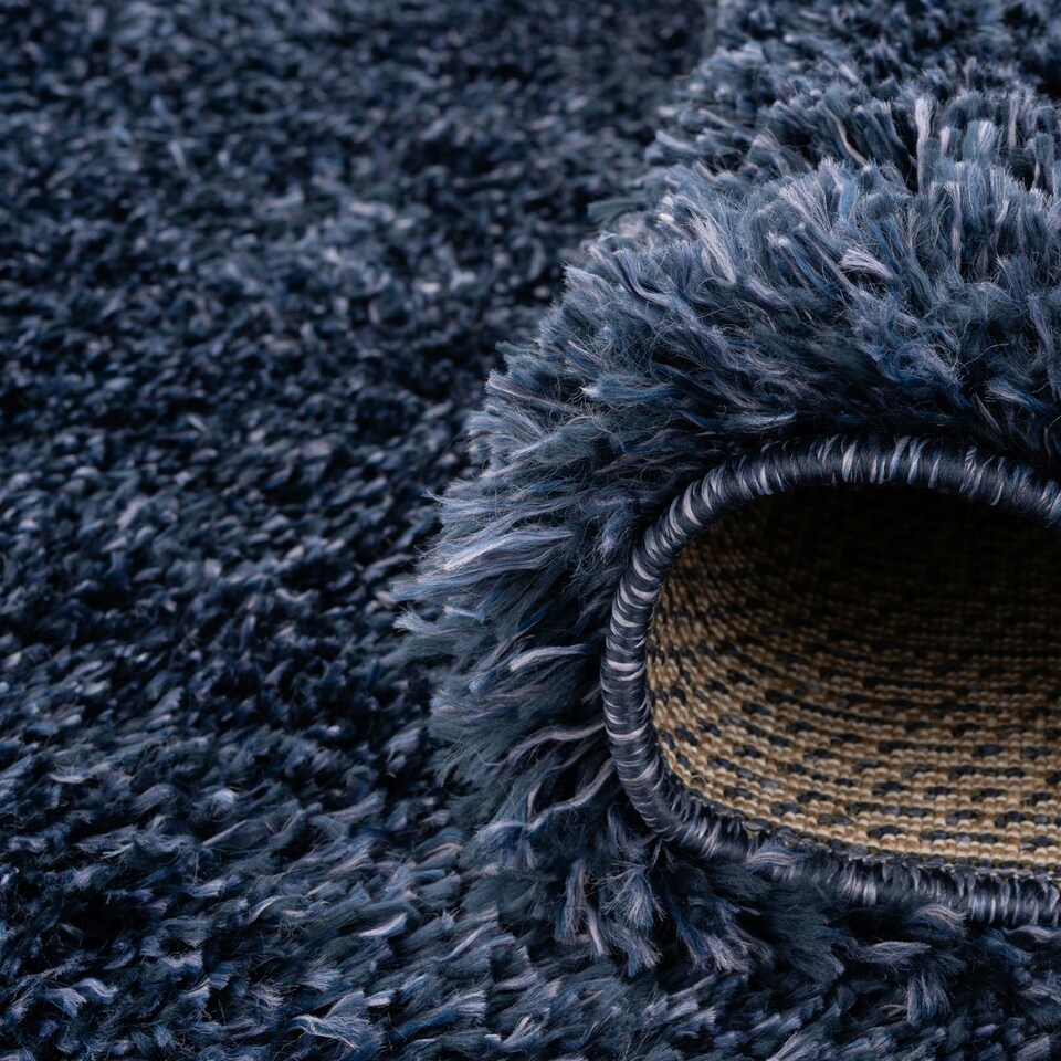 image 1 of KUKOON Navy Blue Deep Pile Shaggy Living Room Area Rug 80cm x 150cm