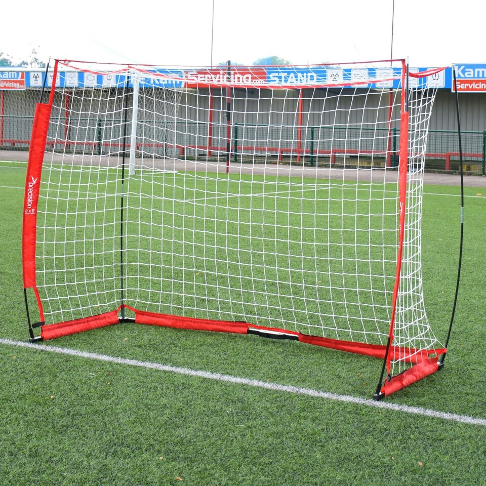 image 1 of Precision Flexi Net Goal, Heavy Duty Portable Football Goals, Fast And Easy Setup, Pro Training Design Durable Frame, Carry Bag, 8Ft X 6Ft, Red