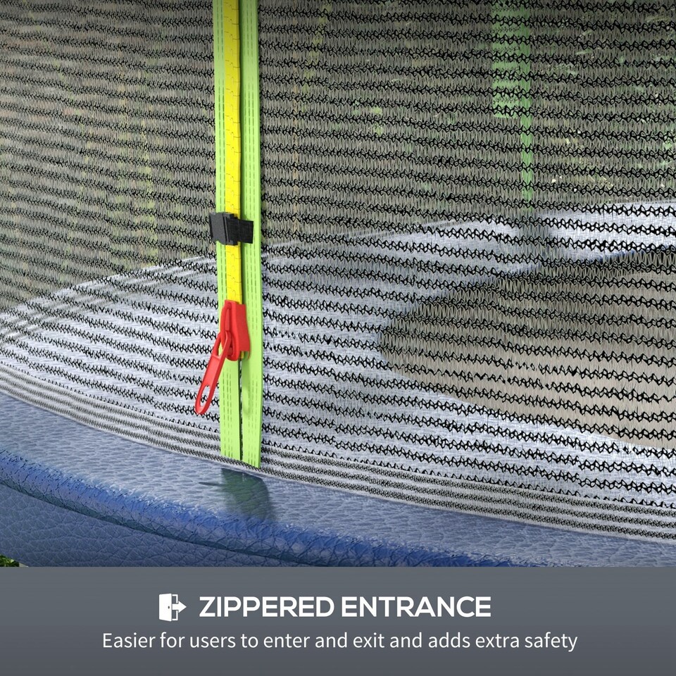 image 1 of SPORTNOW 8ft Trampoline Net Replacement with 6 Plastic Pole Covers, Weather-Resistant Trampoline Netting Replacement with Zipped Entrance, Poles Not Included
