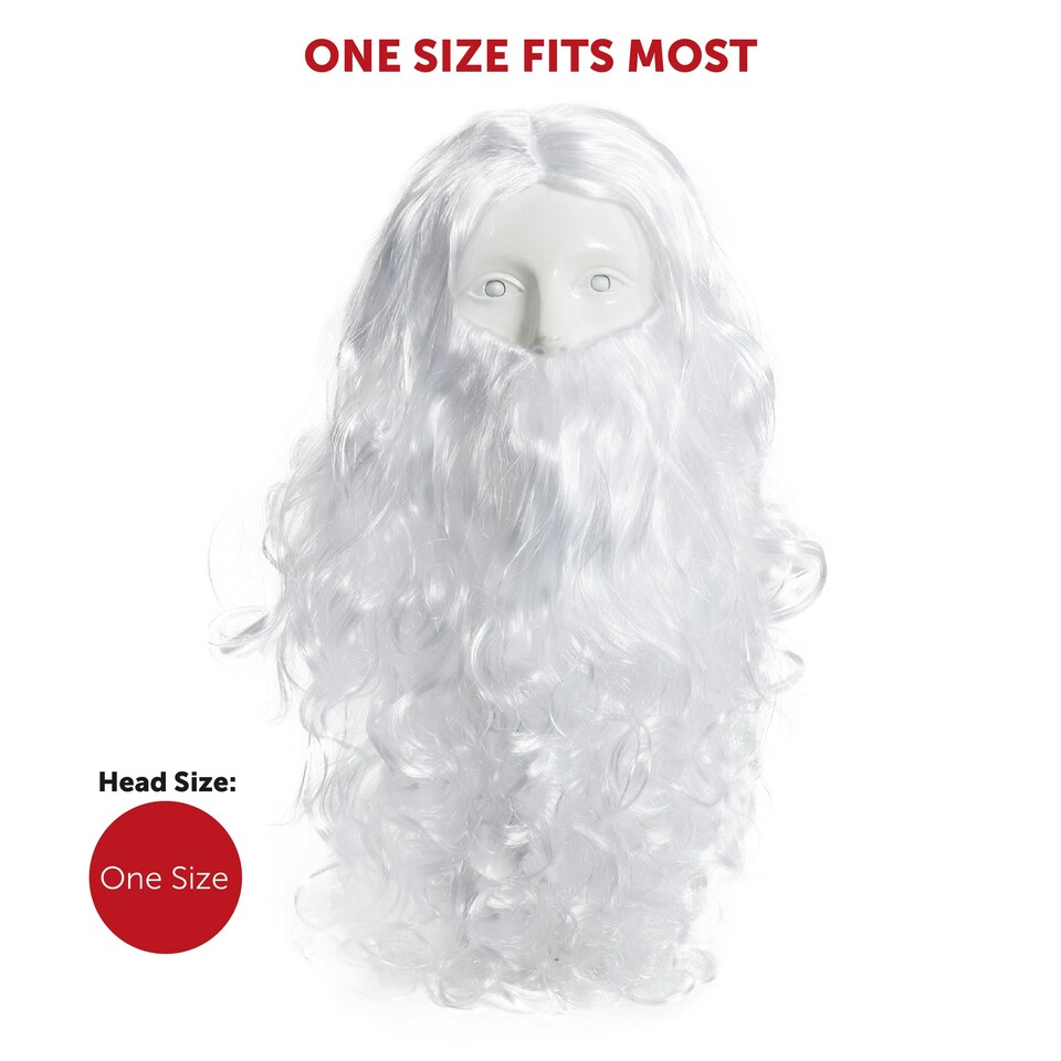 image 1 of Santa Wig and Beard Set – Christmas Fancy Dress Accessory | White | One Size