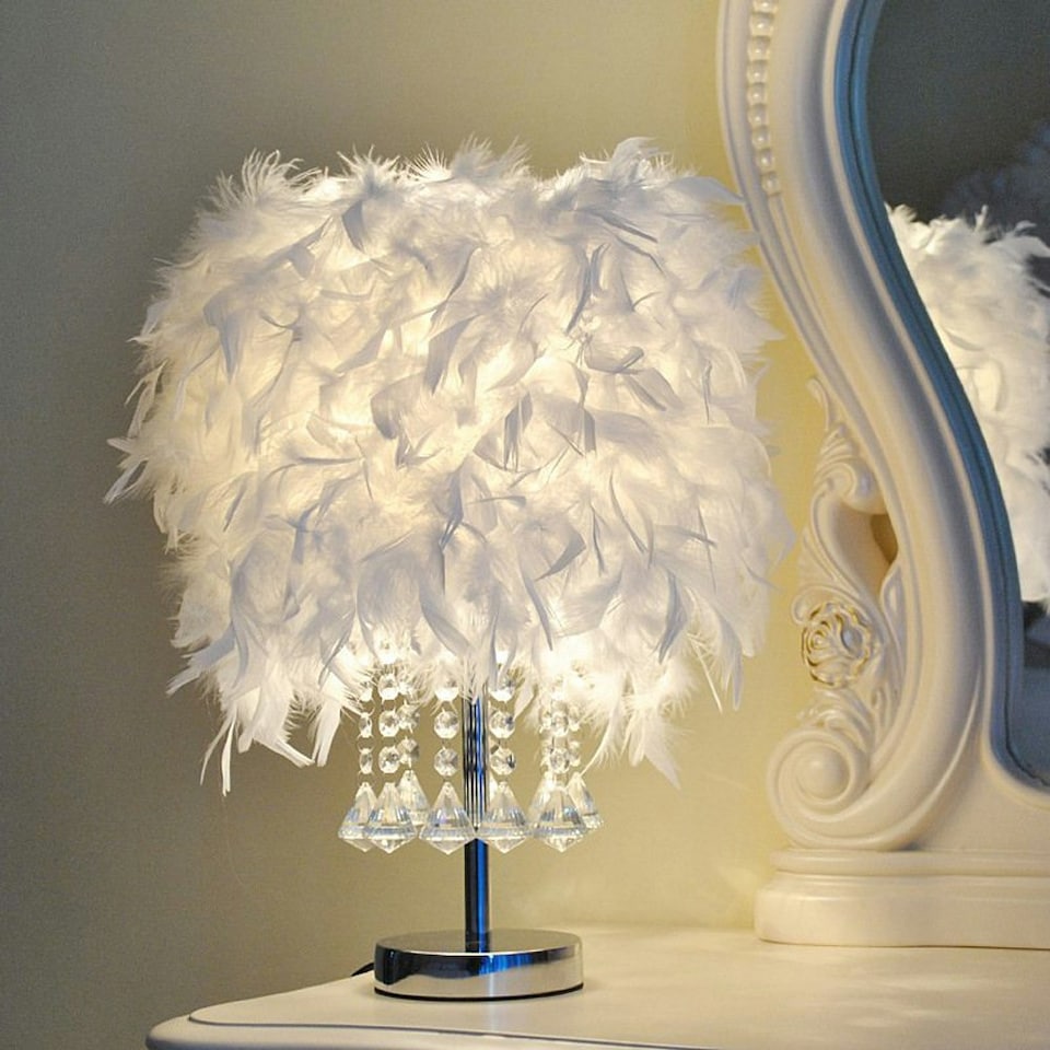 image 1 of Living and Home Modern Feather Design Bedside Table Lamp