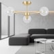 image 6 of Set of 2 Toner - Satin Brass with Globes 3 Light Flush Ceiling Lights | Gold | Satin brass plate and clear glass | Medium | 1