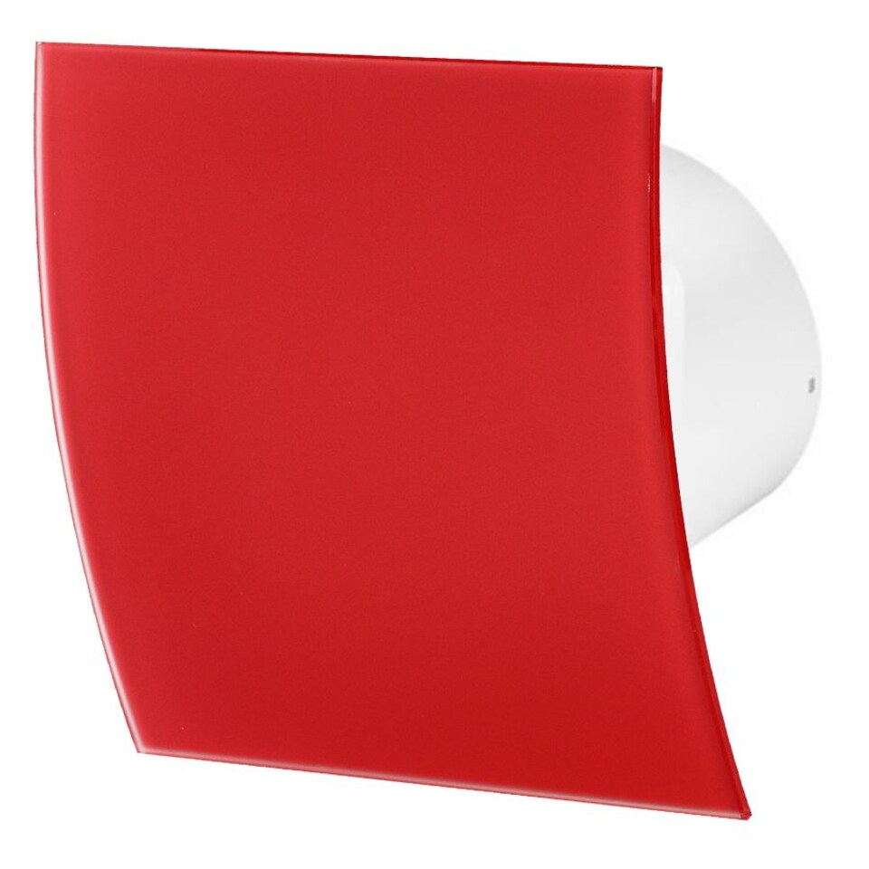 image 1 of 100mm Standard Extractor Fan Matte Red Glass Front Panel ESCUDO Wall Ceiling Ventilation