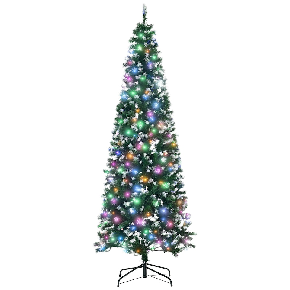 image 1 of HOMCOM 7FT Prelit Artificial Xmas Tree Holiday Décor w/ 350 Colourful LED Light