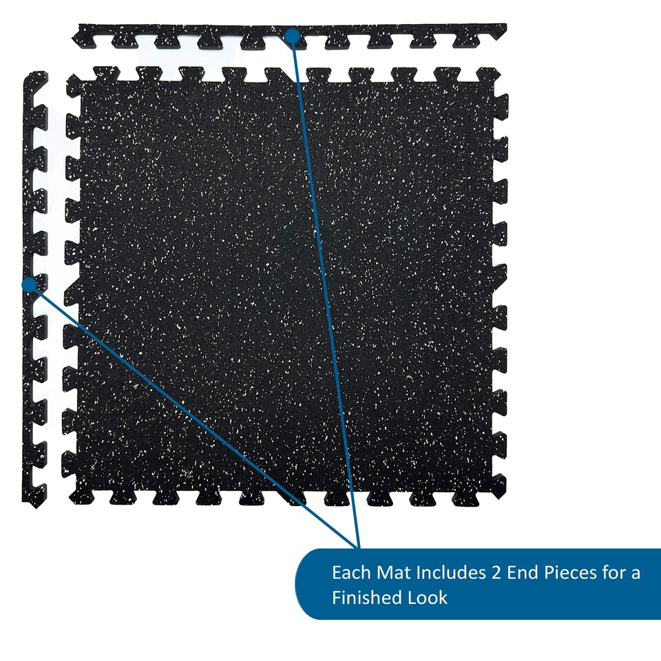 image 1 of 14mm Interlocking Rubber Topped EVA Foam Floor Mats - 62cm x 62cm Black | 1 x Mat (Sample)