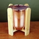 image 1 of Gold Ceramic Planter Bamboo Stand Plant Pot | Gold