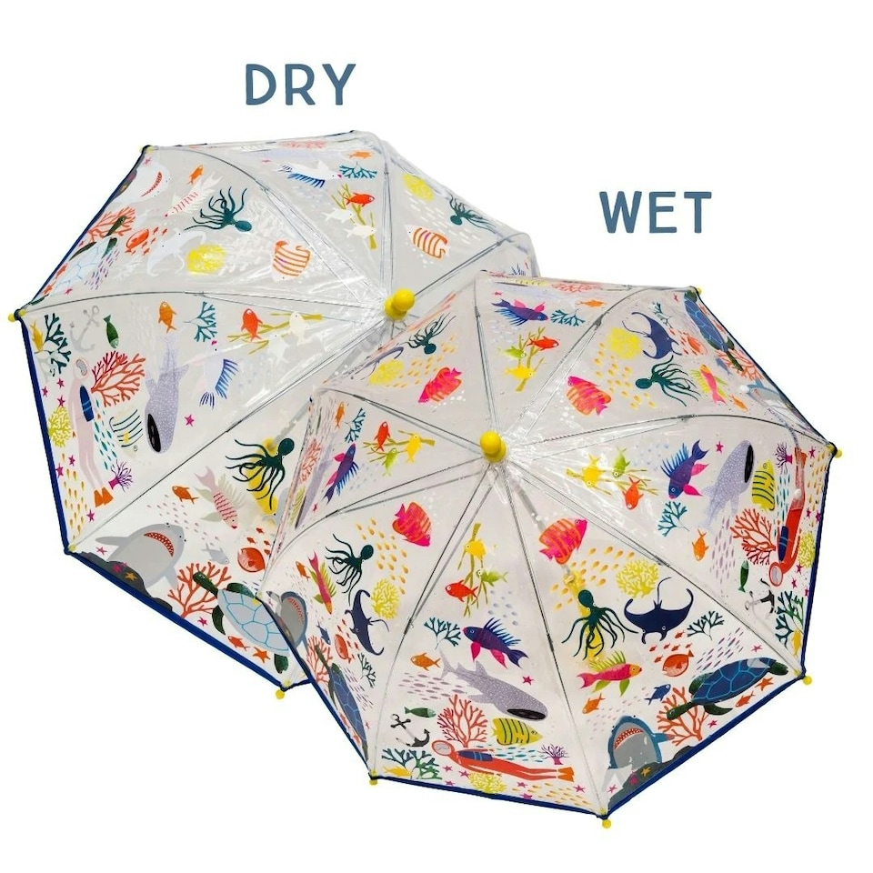 image 1 of Floss & Rock Kids Umbrella Colour Changing - Clear Deep Sea | Multi