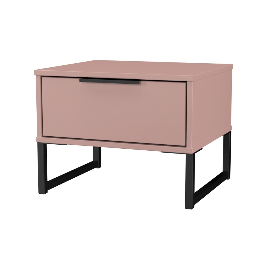 image 1 of Beijing 1 Drawer Bedside Table in Kobe Pink (Ready Assembled) | Pink | Kobe Pink