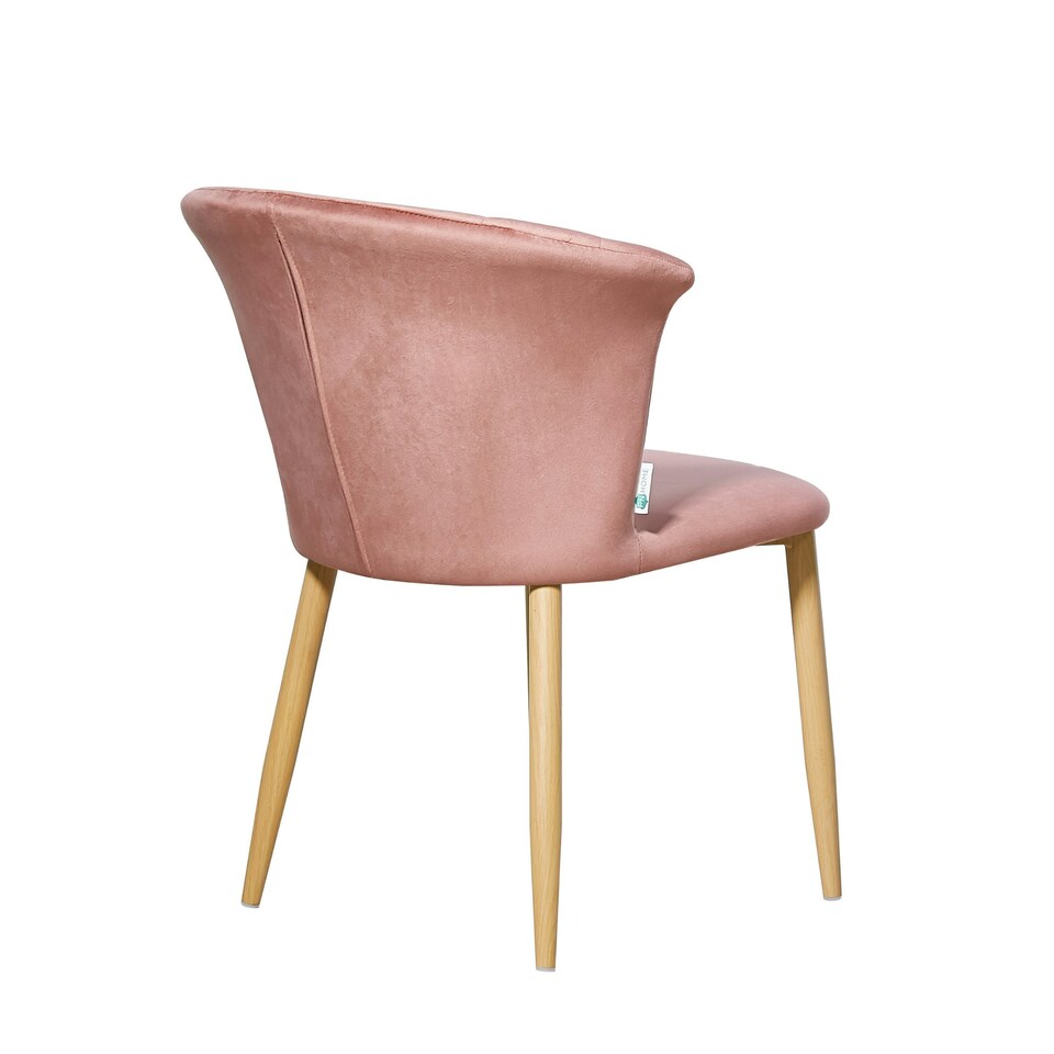 image 1 of Set of 4 Elsa Velvet Dining Chairs with Wooden Legs, Curved Back & Comfortable Seating Pink