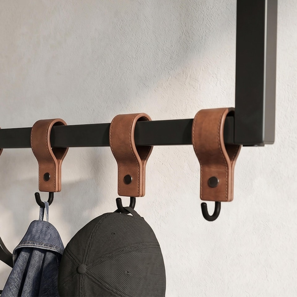 image 1 of Decortie Roya Hall Set Shoe Rack and Hook Rail Black
